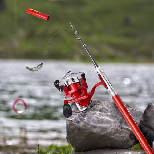 Pen Shaped Telescopic Fishing Rod with Fishing Reel Pocket Foldable Fishing Rod Reel Set Small Pen Fishing Rod Set