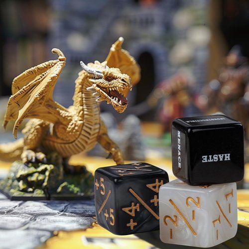 Flvdierd 48 Pieces MTG Counter Token Dice Counters Marble Keyword Counters life Counter Tokens Dice Buff Tokens Compatible with Magic Card Game Accessories CCG Creature Stats (Classic, 48)