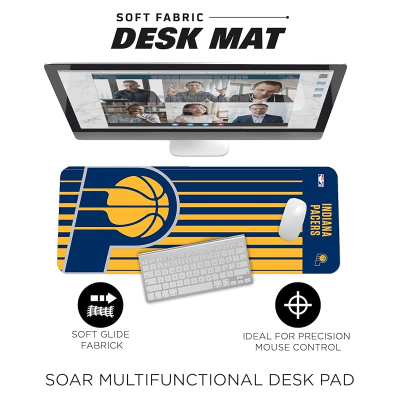 Indiana Pacers NBA Desk Mat 31.5 x 12in — Ultra-Soft Desk Pad with Non-Slip Backing
