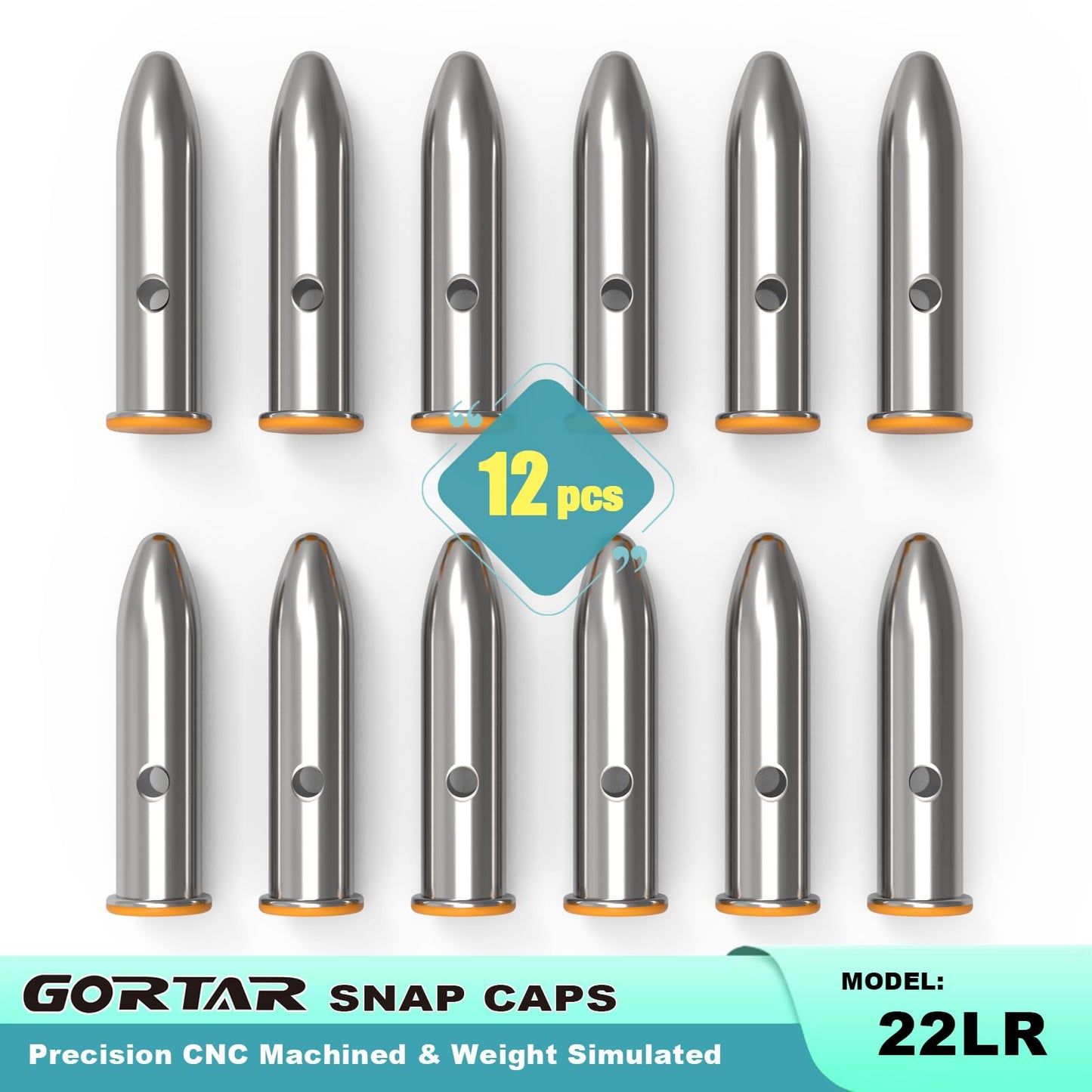GORTAR 22LR Snap Caps Training Dummy Rounds Practice Safe Loading Firing Close to Real Weight, – 12 Pcs