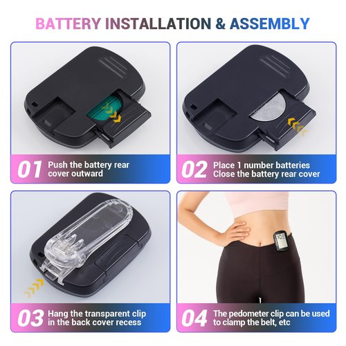 3D Pedometer for Walking Step Counter with Clock, Simple Operation Portable Steps Tracker with Clip Lanyard, Black