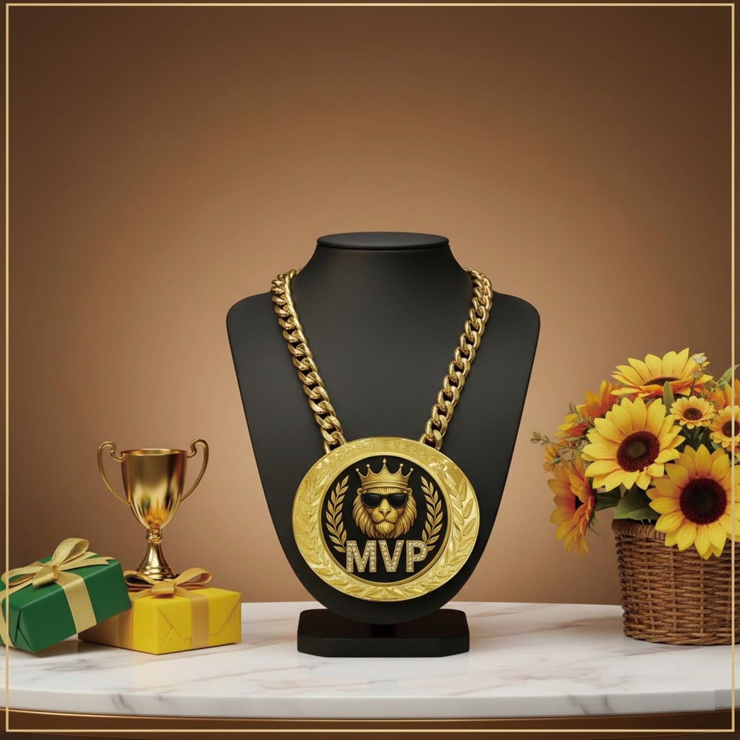 Bambluby 6" MVP Medal Champion Chain – Sports Award Medal for Football, Soccer, Basketball, Funny Winner Trophy for Kids and Adults (MVP)