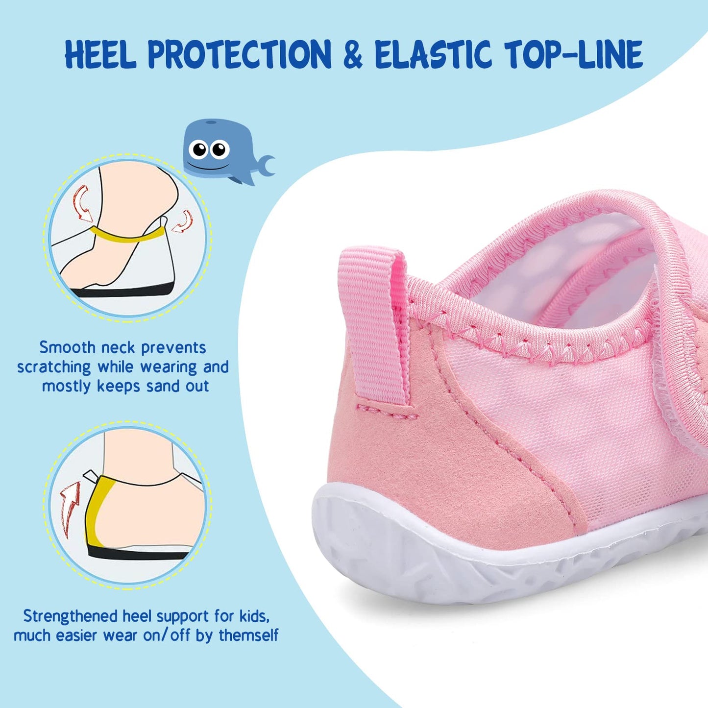 LeIsfIt Toddler Water Shoes Boys Girls Barefoot Aqua Socks Kids Breathable Quick-Dry Swim Shoes for Beach Pool Surf, Pink, 6 Toddler
