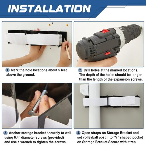 Shimeyao Indoor Volleyball Poles Wall Rack Vertical Upright Storage Bracket for Volleyball Badminton and Tennis