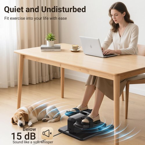 Roylvan Elliptical Exercise Machine, Under Desk Ellipse Leg Exerciser as Seen on TV, Quiet Electric Seated Pedal Elliptical for Seniors with 12 Adjustable Speeds, Remoter, Footstraps for Home Office