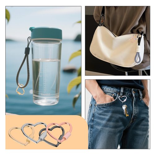 QIYUDA 7Pcs Heart Shaped Carabiner, Metal Screw Heart Keychain Clip