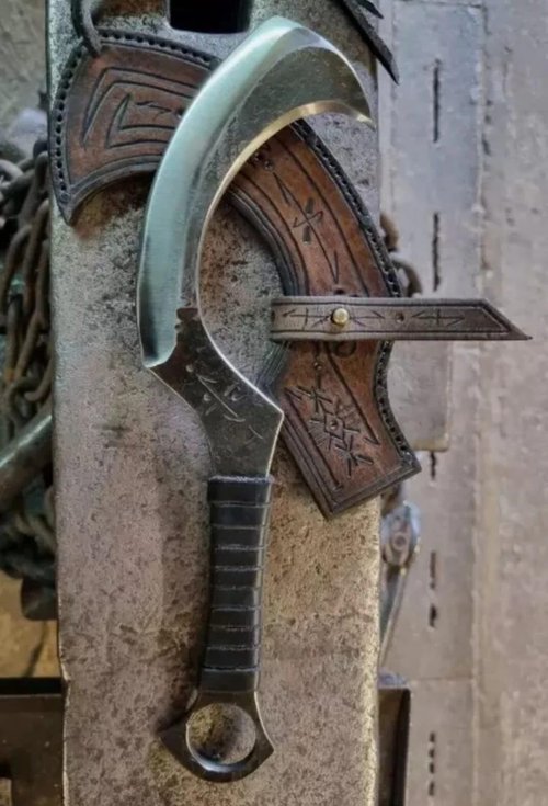 Customized Handmade J2 Steel Full Tang Hunting 15 Inch Long Egytian Mini Khopesh with Leather Sheath, Perfect Leather Wrapped Grip by Empire Industry