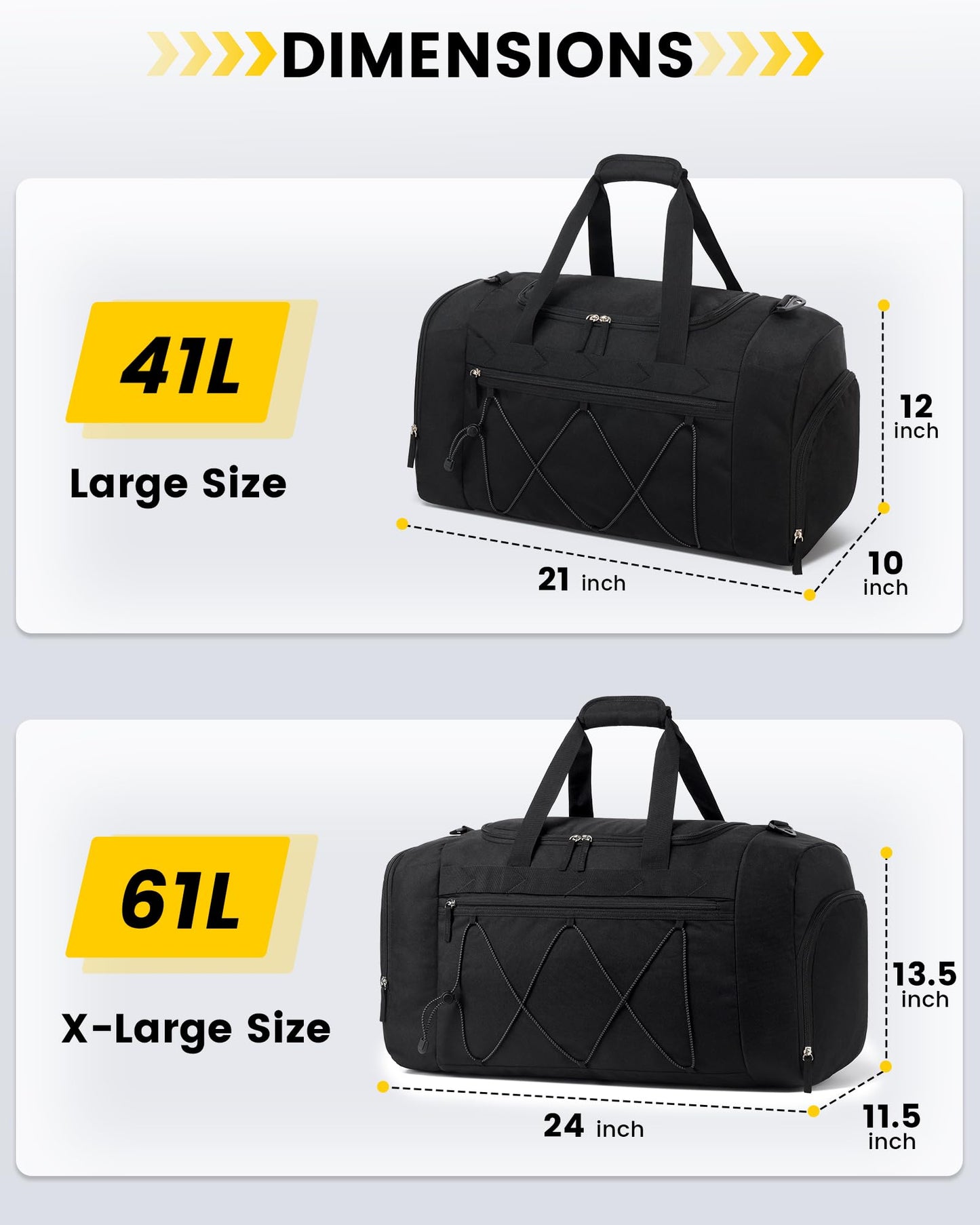 Vorspack Gym Bag for Men - 21 Inches Duffle Bag for Travel Water-resistant Travel Bag with Shoe Compartment Wet Pocket Duffel Bag for Gym Sports Travel Weekender Overnight - Black