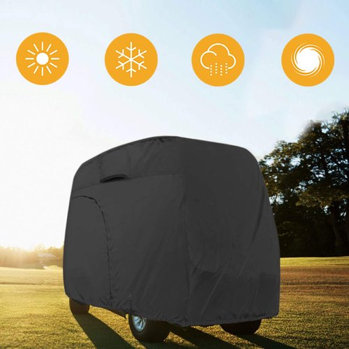 Explore Land 600D Waterproof Golf Cart Cover Fits for Most Brand 4 Passengers Car (Black)