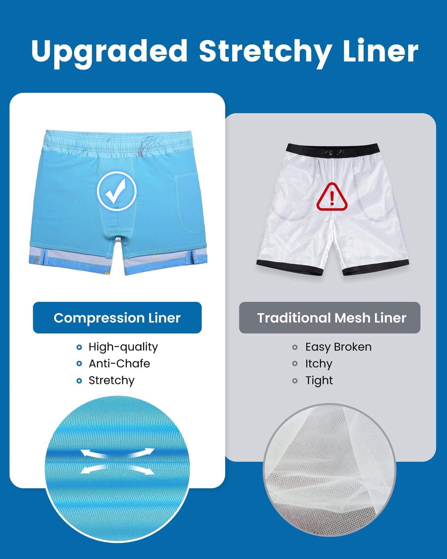 maamgic Mens Swim Trunks with Compression Liner 5 Inch, Quick Dry Bathing Suit with Zipper Pockets, Stretch No-Chafing Swim Shorts, Medusa Small