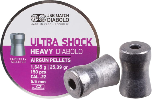 JSB Ultra Shock, .22 Cal, 25.39 Grains, Hollowpoint, 150ct