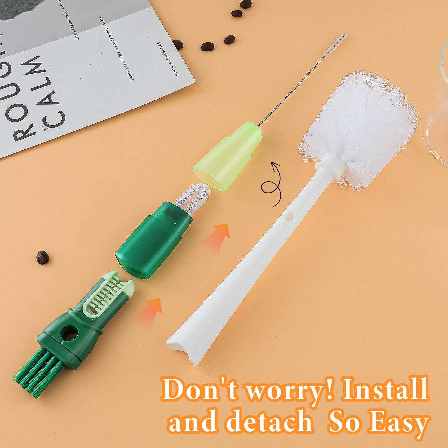 5 Pack Water Bottle Cleaner Brush Set for Hygiene Conscious People: 5 in 1 Removable Multifunctional Water Bottle Brush Cleaning Tools - Easily Cleans the Cup Mouth Lid Bottom and Straw