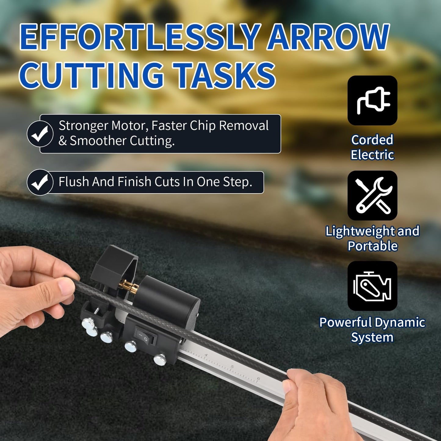 SOPOGER Archery Arrow Saw Electric Carbon Arrow Cutter Mini Reciprocating Saw Adjustable Arrow Square Cutting Building Tool for Pure Mixed Carbon & Fiberglass Arrow Shaft (Black)