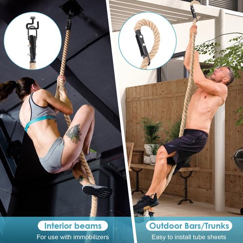 Gym Climbing Rope, 1.5 Inch Diameter 10FT 15FT Gym Fitness Rope for Strength Training, Workout Exercises Climbing Rope for Adults Outdoor or Home Indoor(10FT)