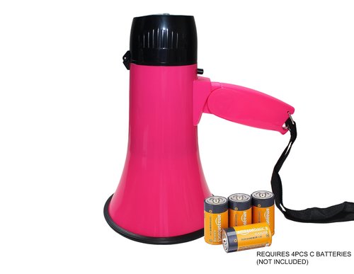 BEMLDY Portable Megaphone Bullhorn 20 Watt Power with Built-in Siren/Alarm-Adjustable Volume -Strap Powerful and Lightweight (Plus-Record, Pink)