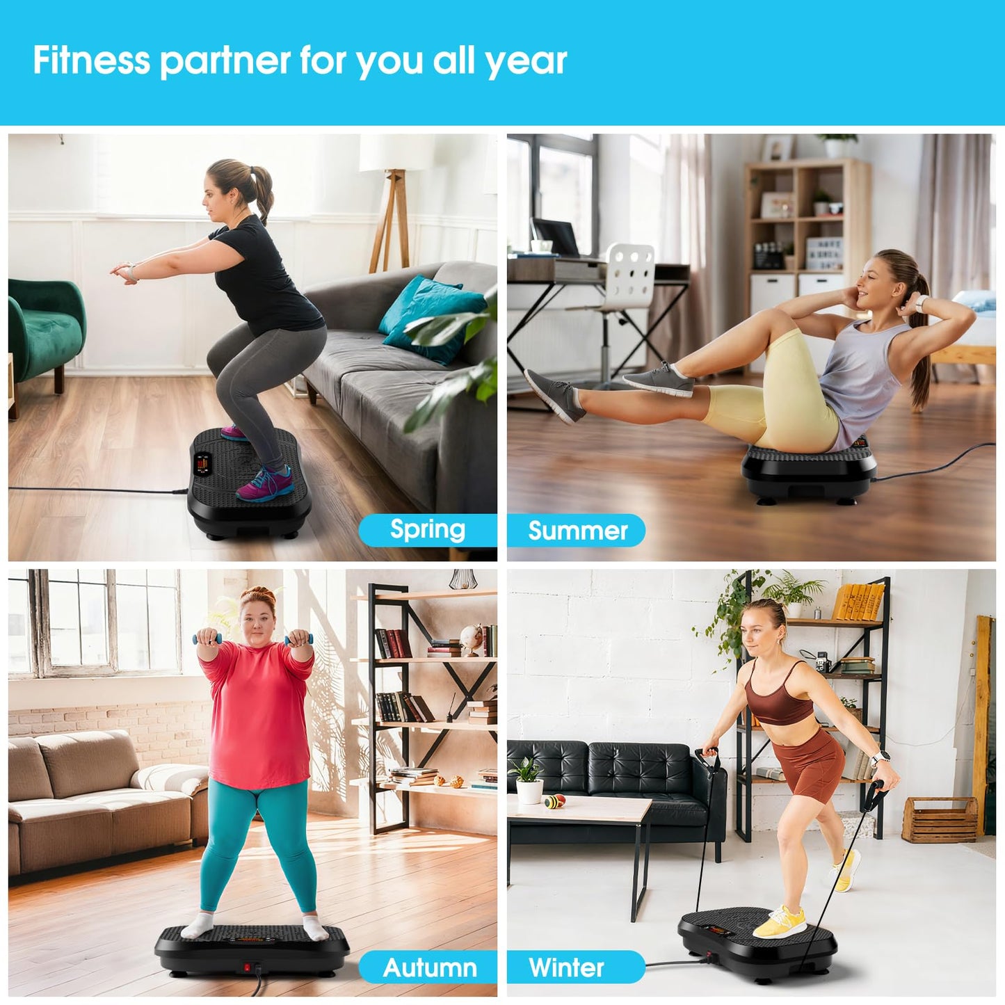 SoftGym Vibration Plate Exercise Machine for Lymphatic Drainage Weight Loss,120 Speed Levels Vibrating Platform with Resistance Bands,Full-Body Workout Equipment for Muscle Activation