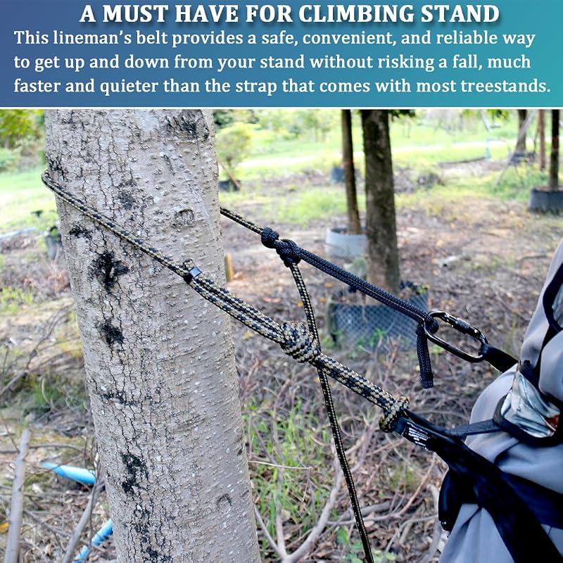 Lineman's Hunting Rope Safety Lifeline 9 ft Tree Stand Gear, Brown/Black+1