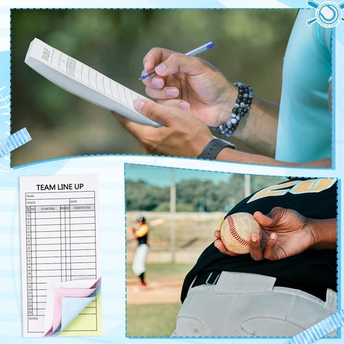 Clabby 240 Sets 8 Packs Baseball/Softball Lineup Cards Coaching 4 Part Carbonless Copies, 30 Games 16 Player Roster Line up Sheet Scorebook for Gameday Essential Sport Team Coach Umpire, 3.86 x 7.87