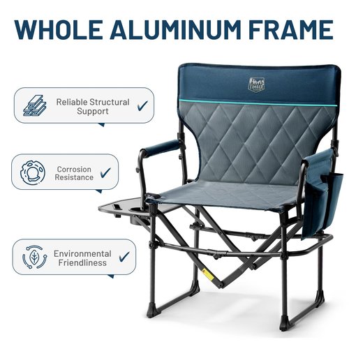 TIMBER RIDGE 2 Pack Camping Directors Chairs with Side Table Pockets, Portable Folding Heavy Duty Lawn Chair for Outdoor Fishing Trip Picnic Concert 400lbs, Blue