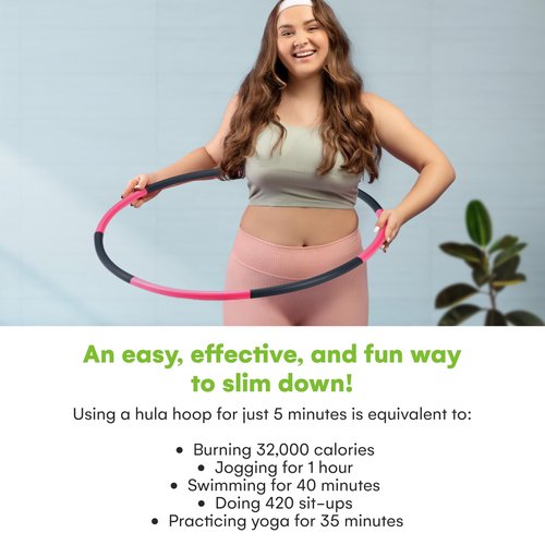 SteadyDoggie Hoola Hoop Stainless Steel Weighted Hula Hoop for Adults - Detachable Ergonomic Design for Muscle Strengthening and Weight Loss - Easy to Adjust and Carry for Home Fitness - Pink and Gray