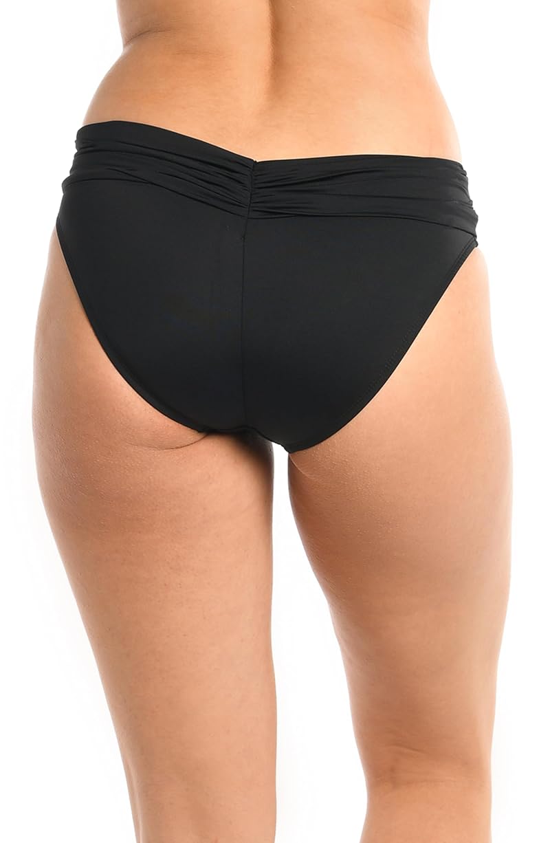 Island Goddess Shirred Band Hipster Bikini Bottom - Black +14