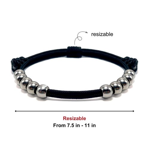 LAMIBEE Golf Stainless Steel 10 Beads Score Counter Bracelet, 2mm Paracord Durable Thread Resizable Easy to Adjust Round Scoring Tracker, Golf Accessory (8mm Black)