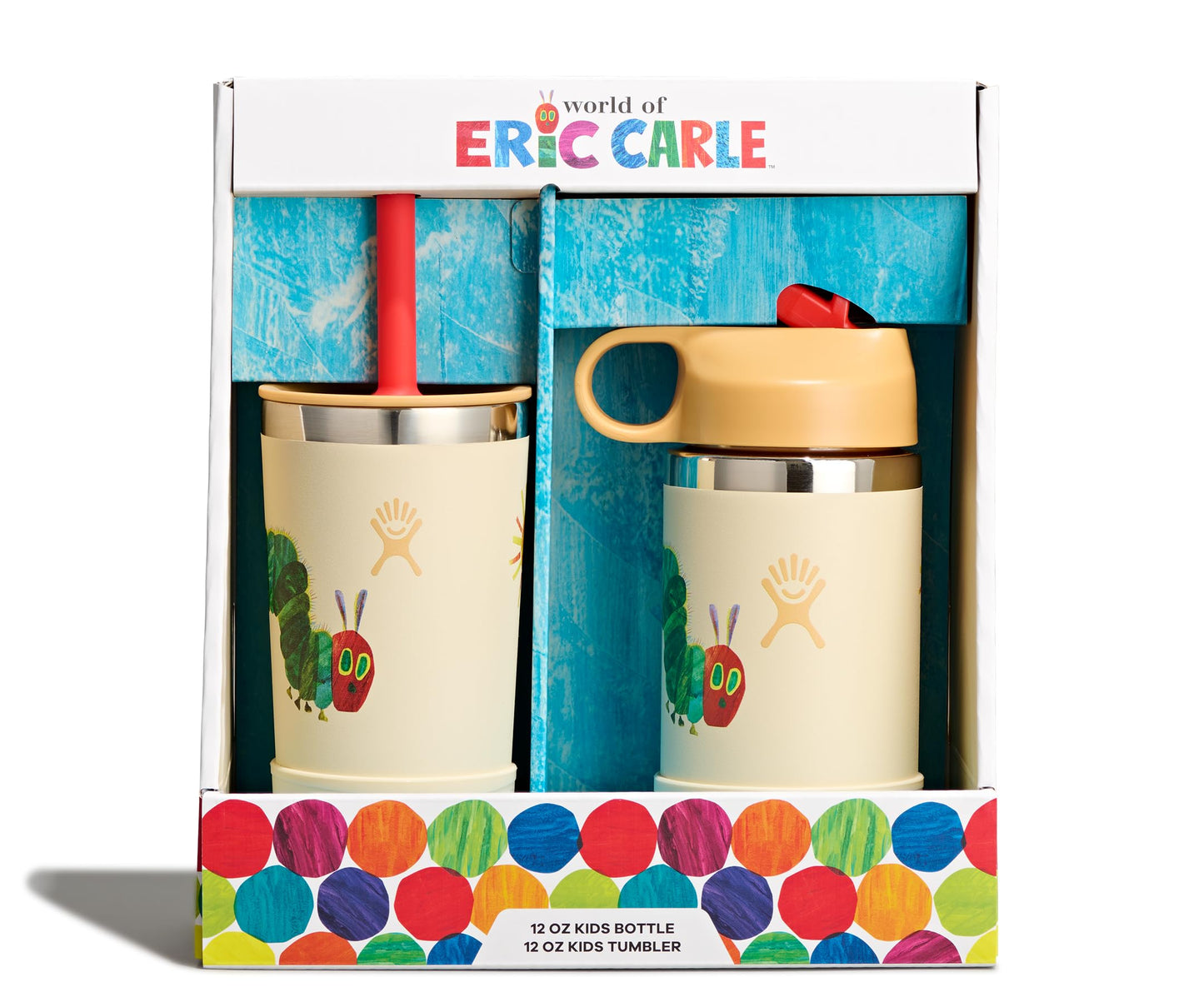 Hydro Flask Kids Water Bottle and Tumbler Bundle Set for School - Stainless Steel and Insulated with Straw Cap - 12 Oz World of Eric Carle™ Caterpillar