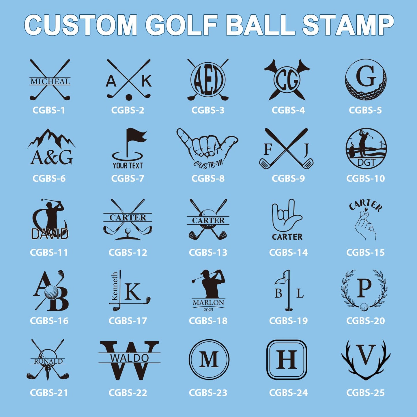 KAINSY Custom Golf Ball Stamp, Personalized Golf Ball Stamp, Golf Ball Stamp Markers with Logo Monogram, Waterproof Ink Customizable Golf Ball Stamp, Gifts for Dad & Golfers, Golf Accessories