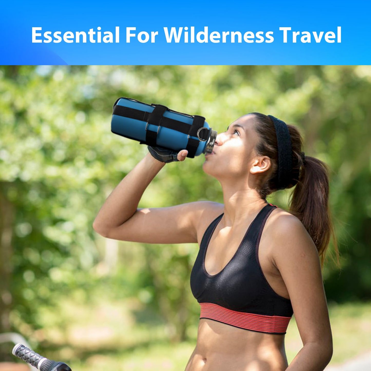 QICAIPO Water Bottle Holder with Strap - Fits Yeti, Hydro Flask, Stanley Tumbler - Ideal Water Bottle Carrier for Men and Women Walking or Hiking (Basic)