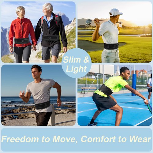 Thin & Lightweight Back Brace for Lower Back Pain Relief – Slim, Breathable Back Support Brace for Sciatica, Herniated Disc – Adjustable Lumbar Support Belt for Men & Women, All Day Comfort