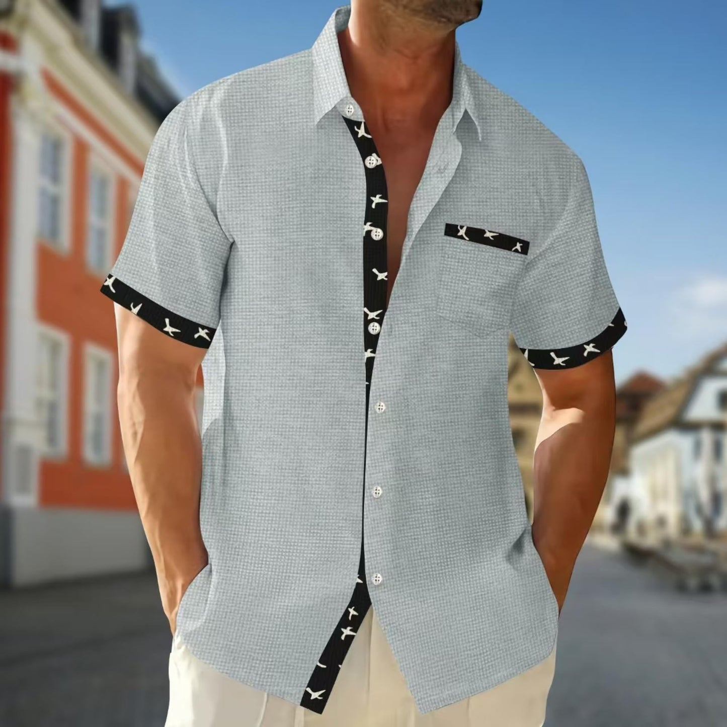 Short Sleeve Button Down Shirts for Men Summer Waffle Tops Textured Golf Shirts Casual Hawaiian Beach Vacation Shirts with Pocket Grey XXL