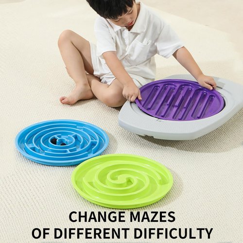 Balance Board Maze, Balance Board Kids，Anti-Slip Labyrinth Rocking Seesaw, 20 Inch Wobble Board Sensory Training with 2 Balls, 3 Replacement Labyrinth Board