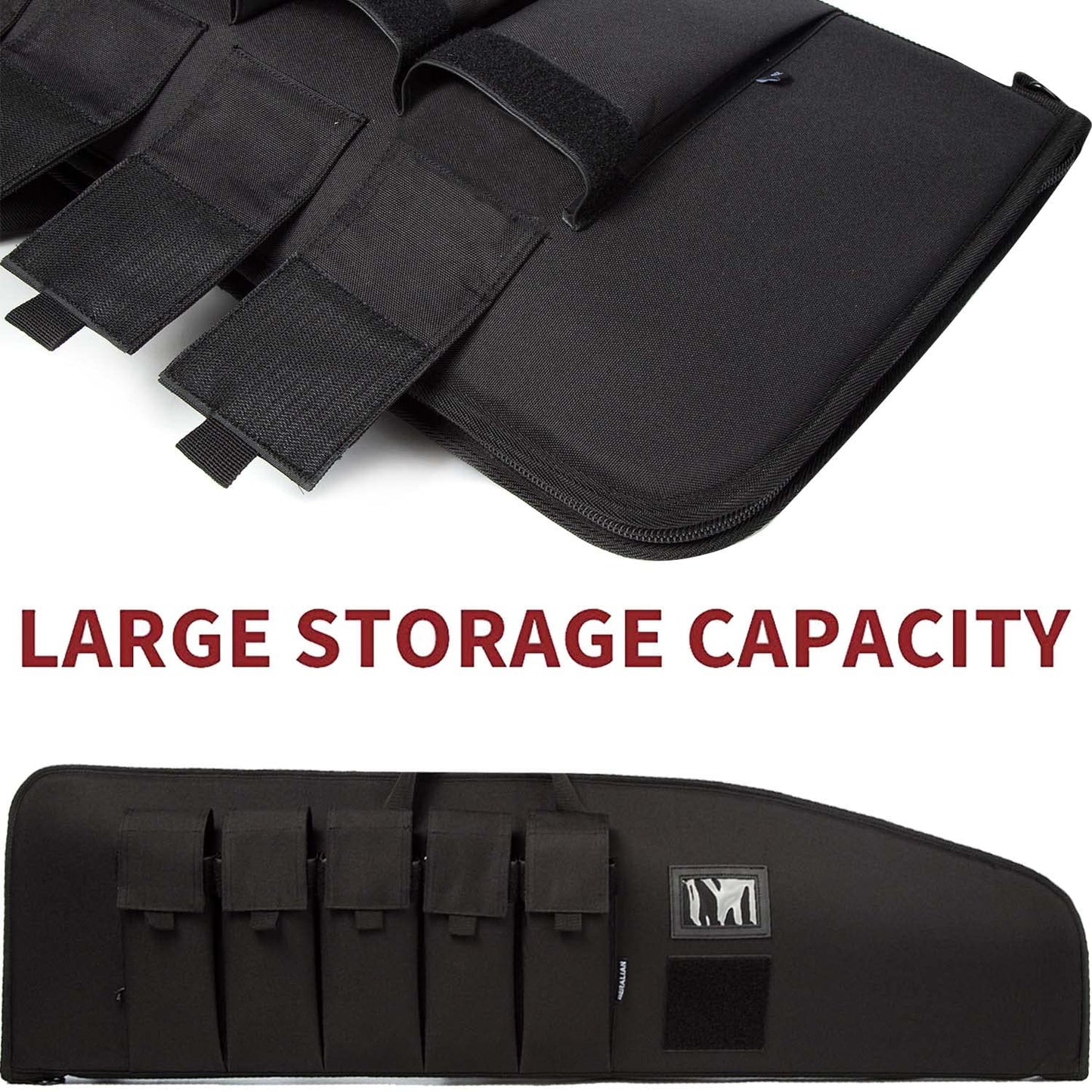 MERALIAN Rifle Case Tactical Rifle Bag with Multiple Magazine Holder Pouch,Lockable Zippers and Adjustable Sling,Available Length in 38" 42".(BLACK, 38inch)