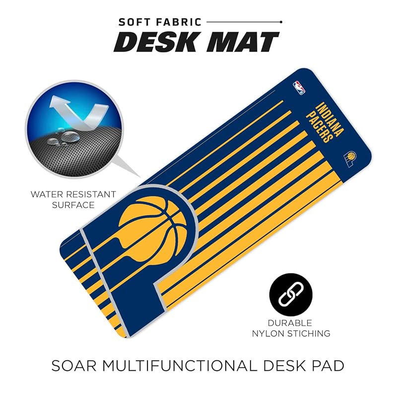 Indiana Pacers NBA Desk Mat 31.5 x 12in — Ultra-Soft Desk Pad with Non-Slip Backing