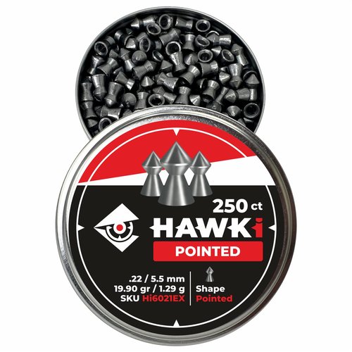 Hawki Airgun Pellets -.22/5.5mm Caliber (19.90gr/1.29 g) 250 ct Hi6021EX Pointed