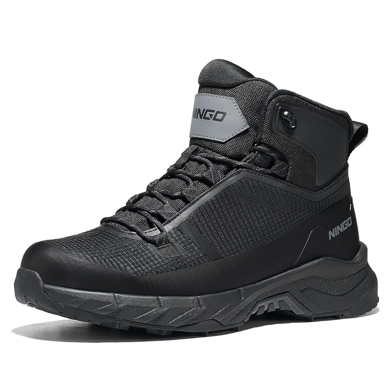 Men's Waterproof Hiking Boots - Lightweight Outdoor Shoes in Black