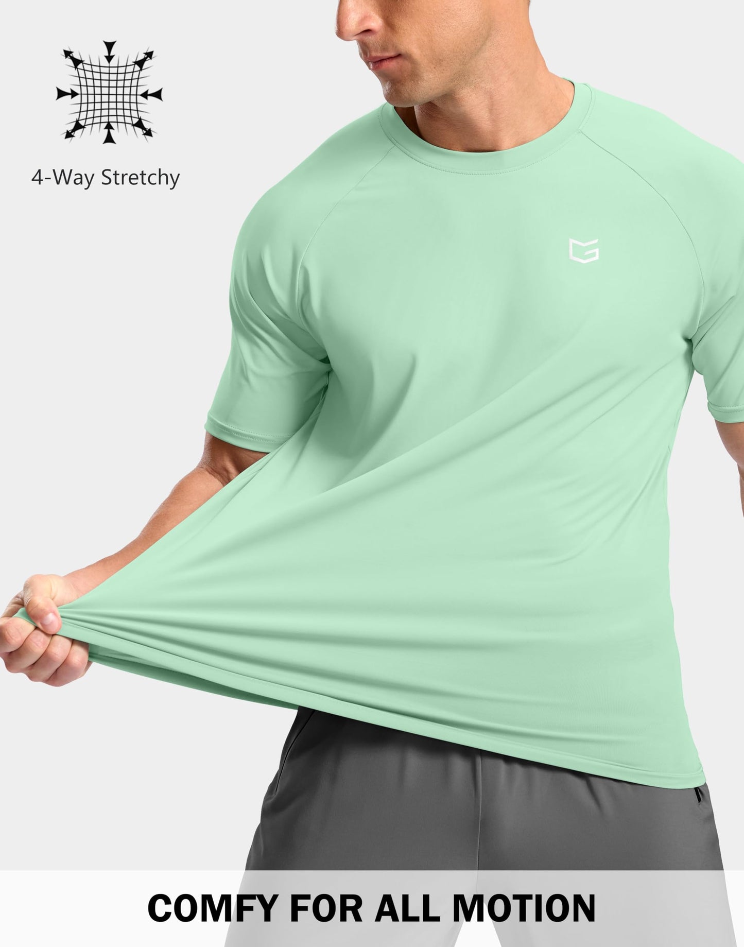 G Gradual Men's Athletic Workout T-Shirts Moisture Wicking Cooling Running Shirts Short Sleeve Performance Tee for Gym Tennis(Mint Green,3XL)