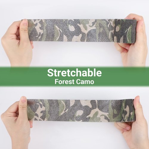 DROK 4 Roll Camo Grip Tape, 1.97in x 14.76ft Adhesive Stretch Cohesive Camo Tape for Outdoor Athletic Sports Bicycle Hockey Skateboard Scooter Bat, 4.92Yard Waterproof Protective Bandage Cover