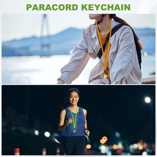 YELARXI Paracord Lanyard, 550 Keychain Lanyard Heavy Duty Necklace Keychains Braided Wrist Strap for Men Women Outdoor Activity Survival Keys Whistle Rope ID Badges (Camouflage Green)