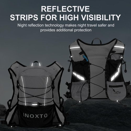IX INOXTO Running Hydration Vest Backpack, Lightweight Water Backpack with 1.6L Water Bladder Daypack for Women Men,Adjustable Running Vest Pack for Trail Running Hiking Cycling Race Marathon (Gray)