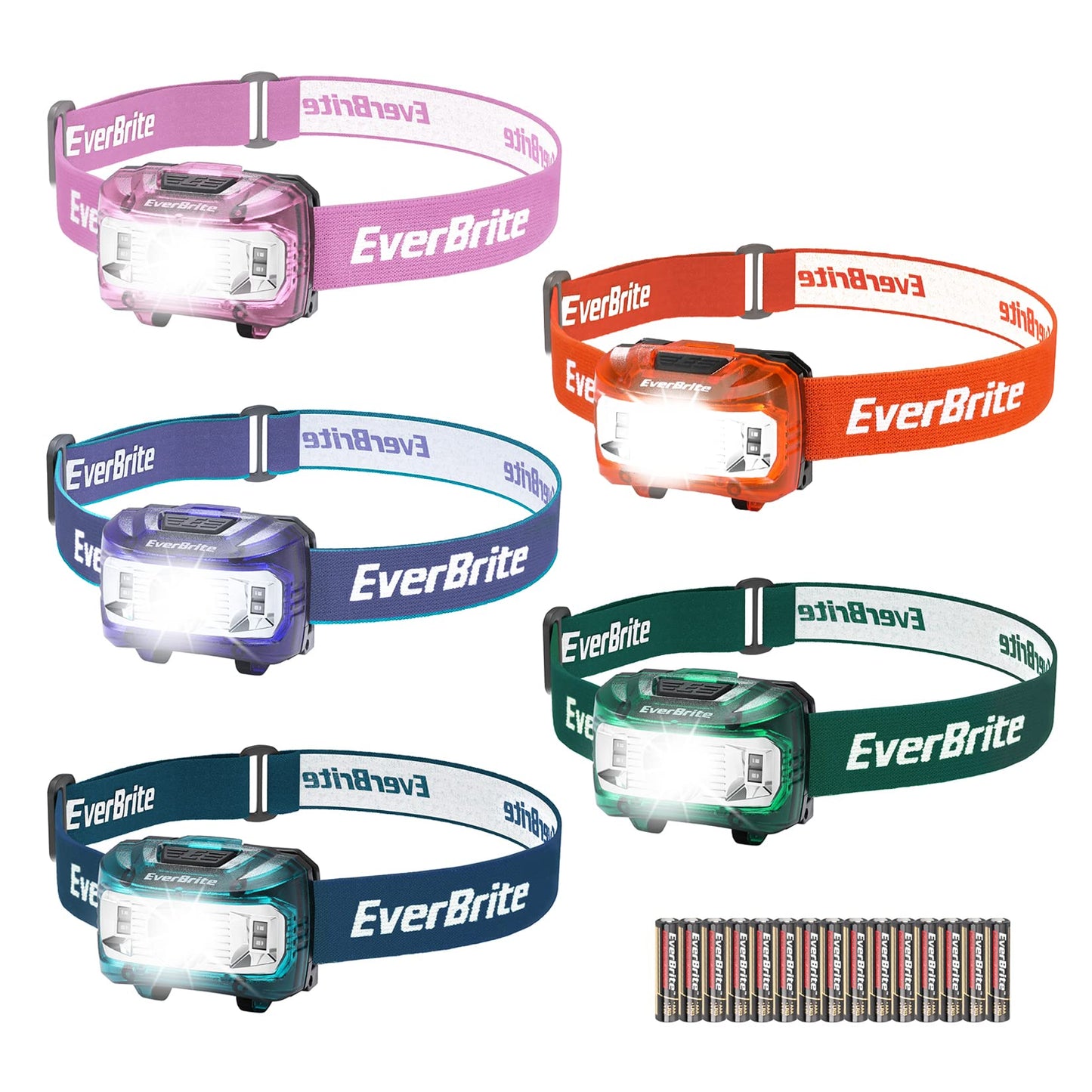 EverBrite Headlamp, 5 Pack LED Head Lamp for Kids & Adults, Red Light