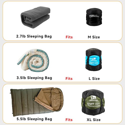 HIKEMAN Compression Sack, 50% More Storage! 12L/19L/32L/46L/53L Compression Stuff Sack, Water-Resistant & Ultralight Sleeping Bag Stuff Sack - Space Saving Gear for Camping, Hiking(Army Green,XXL)