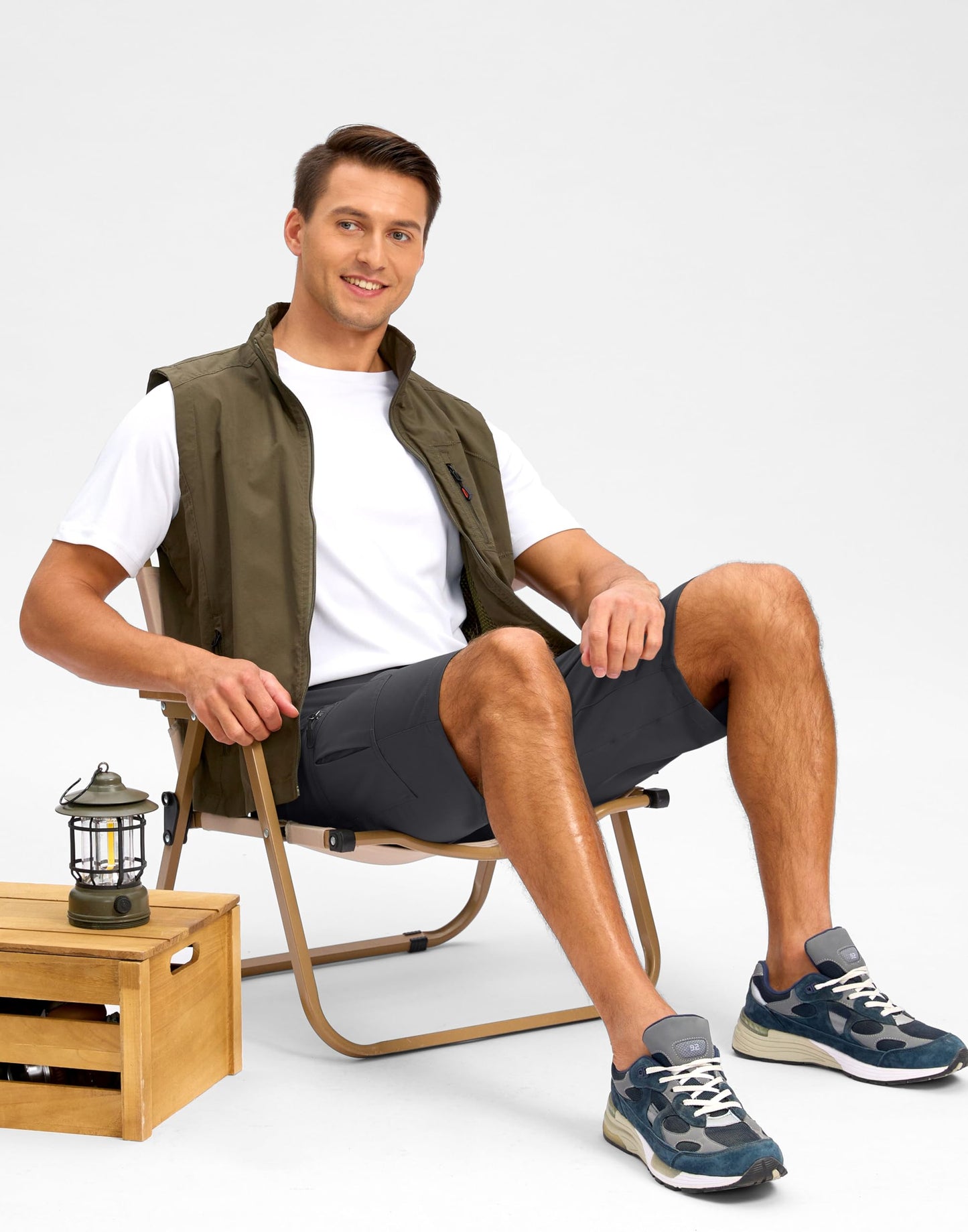 Pudolla Men's Hiking Shorts 11" Lightweight Cargo Work Shorts for Men Summer Travel Golf Casual Outdoor with 5 Pockets(Deep Grey X-Large)