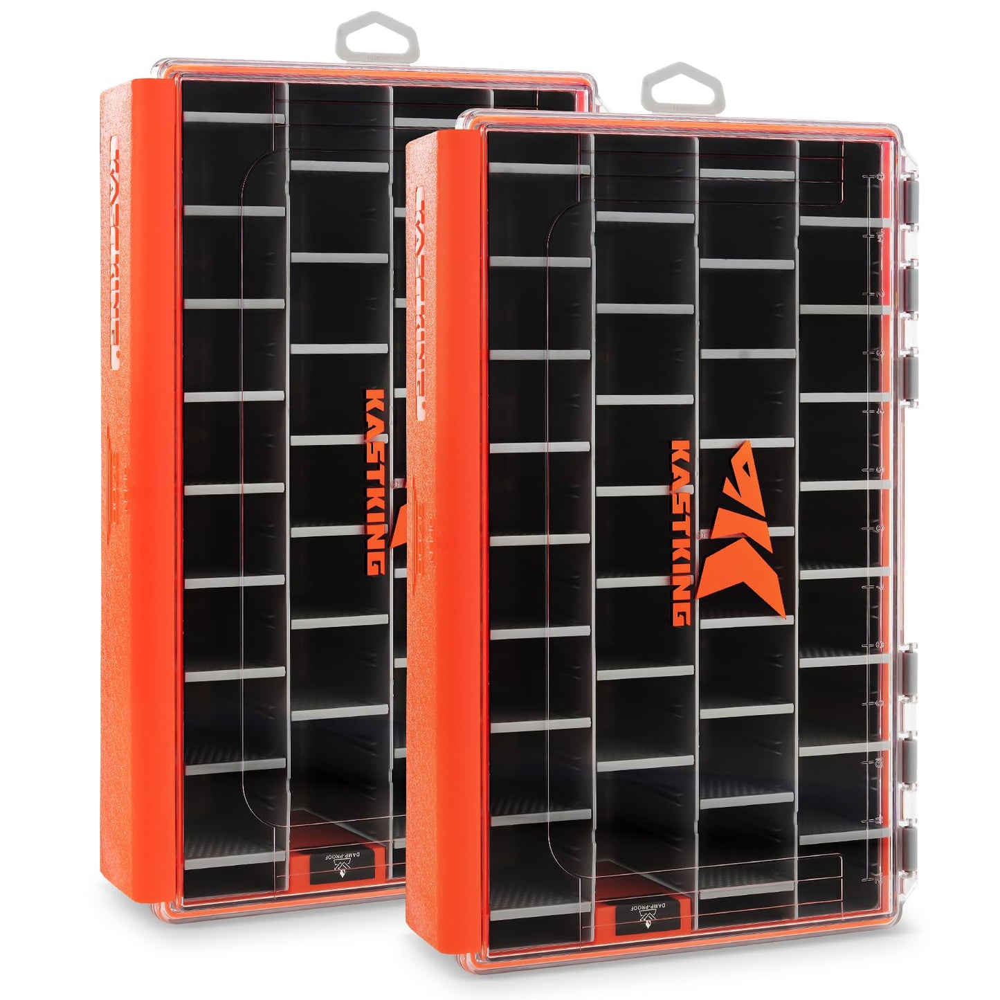 KastKing HyperSeal Waterproof Tackle Box, 3700 Deep Tackle Trays, Fishing Tackle Box Organizer With Removable Dividers, Fishing Gear & Fishing Accessories Storage, 2 Packs