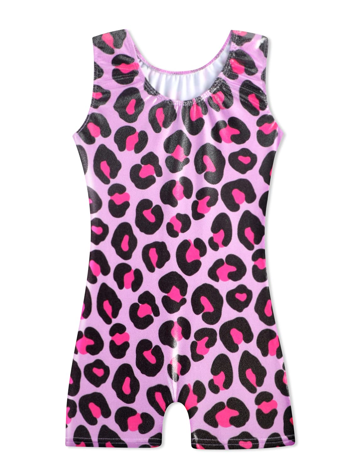 HOZIY Girls Gymnastics Leotard 3t 4t 3-4t with Shorts Bike Shorts Biketard Tumbling Outfits Hot Pink Leopard Sparkly Dance Clothes Clothing Bodysuits Sparkly Bodysuits