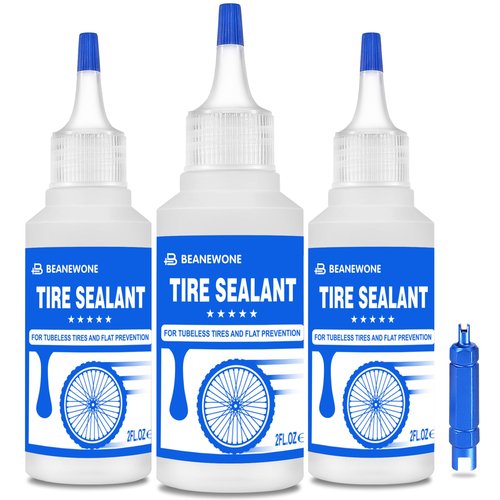 Beanewone Tubeless Tire Sealant, Tubeless Bike Sealant - 2oz per Bottle, Long-Lasting for MTB, No Tubes and Tubeless Tires. No Tire Removal, Directly Refills in Under 30s(2oz X 3 Bottles)