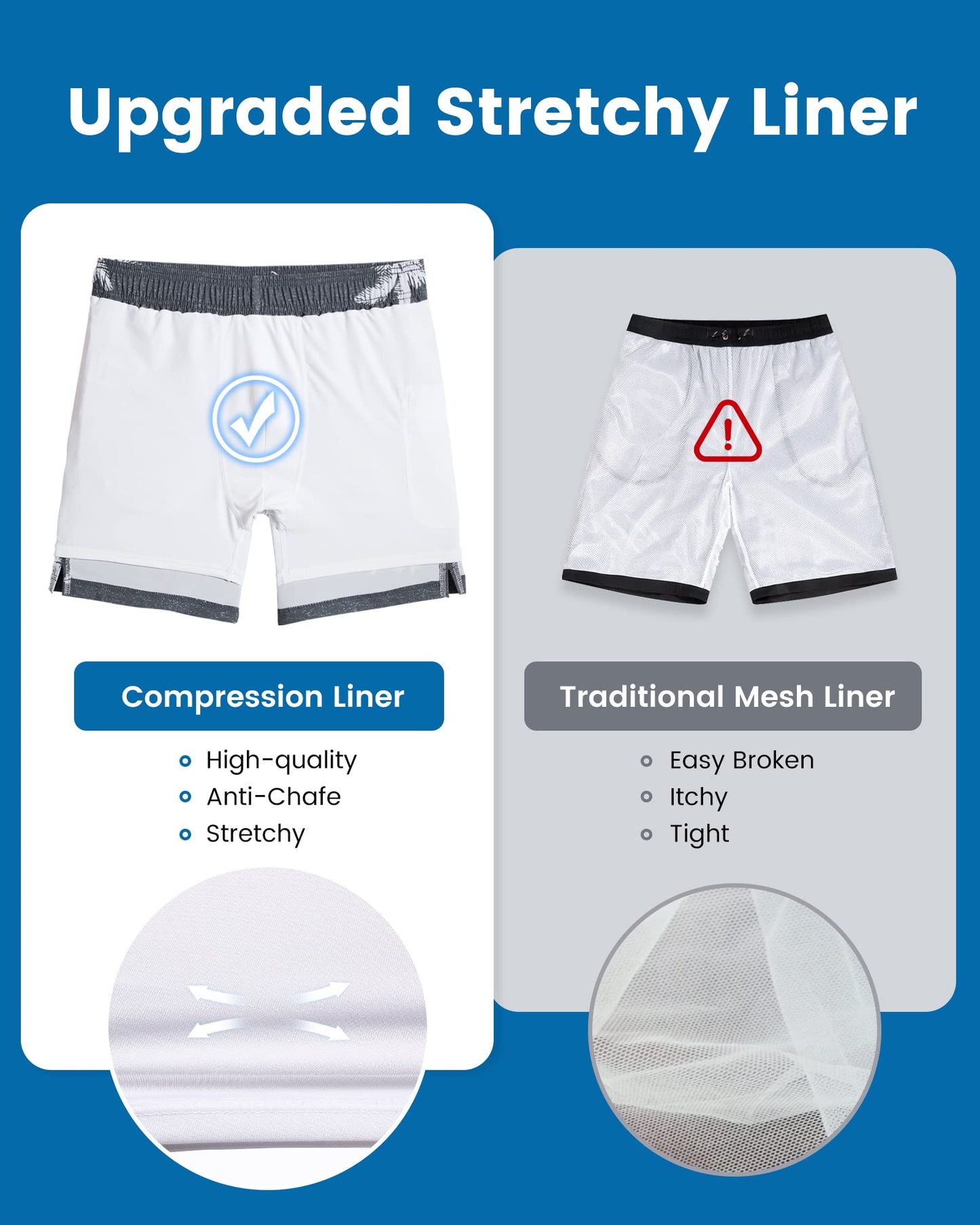 maamgic Swim Trunks Men 2 in 1 Mens Bathing Suit 7 Inch Quick Dry Mens Swimming Trunks with Zipper Pockets