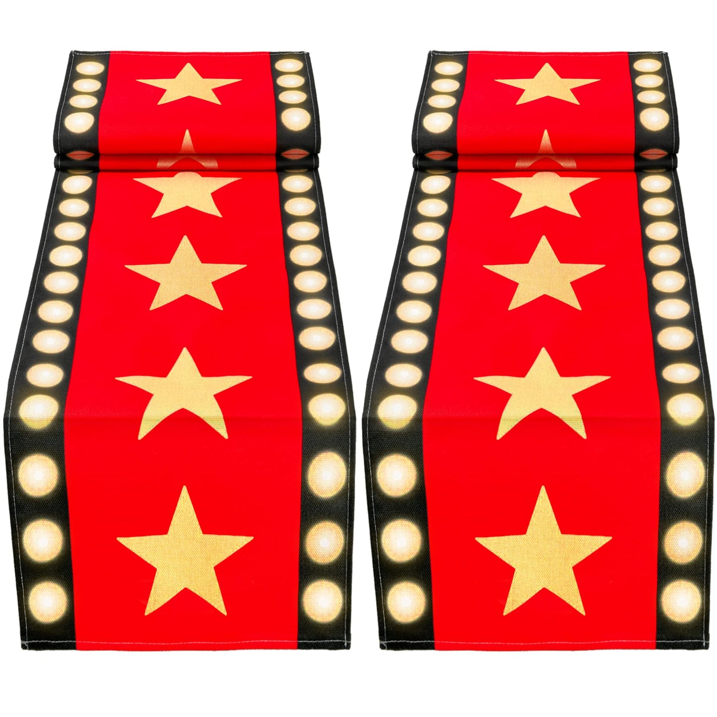 2 Pcs 13 x 72 Inch Movie Night Table Runner with Gold Star Design - Red Carpet Decoration for Birthday Party Supplies（red）
