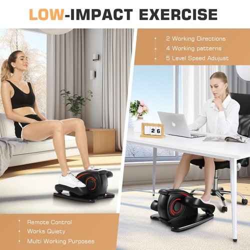Under Desk Elliptical Machine, Electric Seated Pedal Exerciser, Mini Elliptical Machines for Seniors, LCD Display Monitor, Remote Control, Leg Exerciser for Home