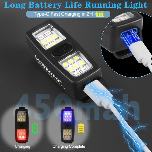 Small Rechargeable EDC Flashlight 600 Lumen, Clip on Running Lights 328 FT Gift for Runners, Safety Bike Lights for Dog Walking at Night, Hands Free Running Accessories Gear for Women Men (1, Black)